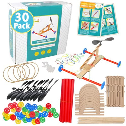 Rubber Band Propeller Car Kit, 30-Pack - Bulk Classroom STEM Kits - color: Rubber Band, size: 30 Pack