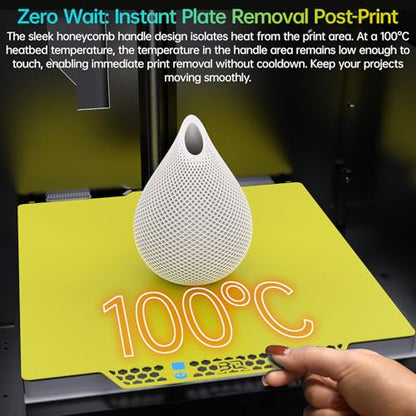 BIQU CryoGrip Pro Glacier Yellow Compatible with Bambu-Lab P1S/P1P/P2S/X2D/X1C/X1E/A1 3D Printers 257x257MM Panda Build Plate Double Sided Upgrade Removable Surface Platform - color: Glacier-Yellow, size: P1/P2/X1/A1/X2D