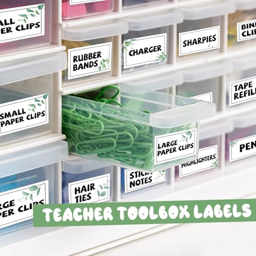 42 Pieces Teacher Toolbox Labels Tool Box Storage Label Classroom Supply Decor for Back to School Teachers Classroom Organization (Greenery) - style: Greenery