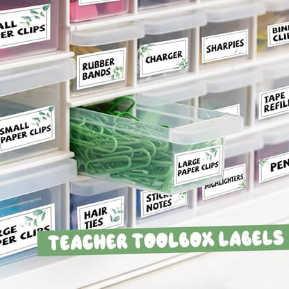 42 Pieces Teacher Toolbox Labels Tool Box Storage Label Classroom Supply Decor for Back to School Teachers Classroom Organization (Greenery) - style: Greenery