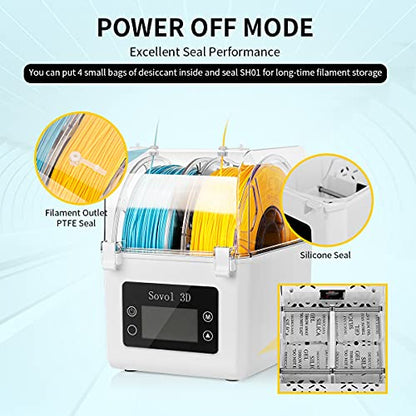 Sovol Filament Dryer 2026, SH01 Filament Dehydrator 3D Printer Spool Holder - color: White, size: 2 KG