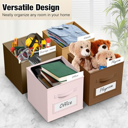 10 Pack Fabric Storage Cubes with Label 11" Collapsible Cube Bins, Boho - color: Boho, size: 11 Inch