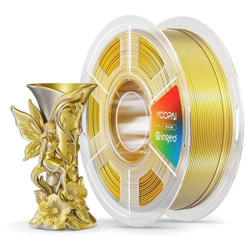 YOOPAI Dual Color Silk PLA Filament 1.75mm, Two-Tone Coextrusion PLA 3D Printer Filament, Shiny Color Change Finish, Enhanced Formula for Stable Printing, 1kg Spool, Gold Silver - color: B-silkpla-1kg-dual-goldsilver