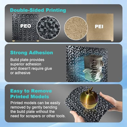 K1 Max Ender 3 V3 Plus Magnetic Build Plate 315x310mm, Smooth PEO Textured PEI Spring Steel Sheet with Magnetic Surface Plate for Creality K1 Max/Ender 3 V3 Plus - color: PEO with Magnetic Plate, size: 310x315mm