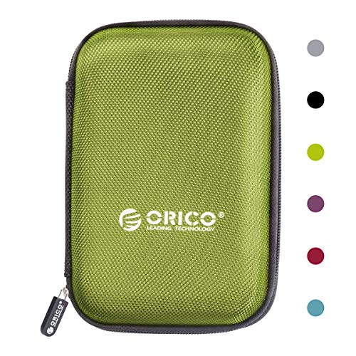 ORICO Hard Drive Case 2.5 inch External Drive Storage Carrying Bag Waterproof Shockproof with Inner Size 5.5x3.5x1.0inch for Organizing HDD and Electronic Accessories, Green(PHD-25) - color: Green