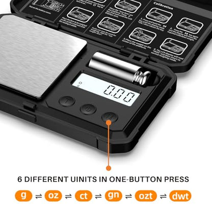 Small Digital Scale Gram, 200×0.01g High Precision Protable Pocket Size - color: Orange