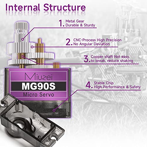 Miuzei MG90S 9G Micro Servo Motor Metal Gear for RC Plane Robot Arduino (4)