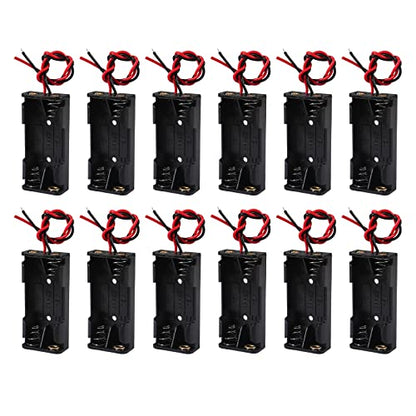 12pcs AAA Battery Holder 2 x 1.5V AAA Battery Holder Case Box AAA Battery Holder with Wires - color: 2 AAA Battery Holder