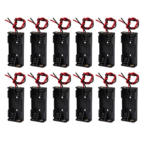12pcs AAA Battery Holder 2 x 1.5V AAA Battery Holder Case Box AAA Battery Holder with Wires - color: 2 AAA Battery Holder