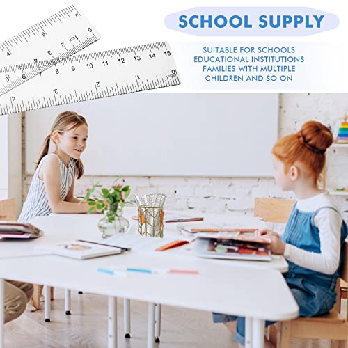 Zonon 200 Pcs 6 Inch Plastic Rulers Bulk Flexible Dual Clear - color: Clear