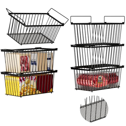 Enhanced Leak-Proof Bottom, Freezer Organizer Bins for 7 Cu.Ft,6 Pack - color: Black 6 Pack