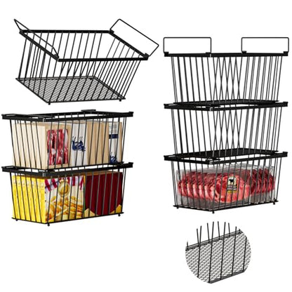 Enhanced Leak-Proof Bottom, Freezer Organizer Bins for 7 Cu.Ft,6 Pack - color: Black 6 Pack