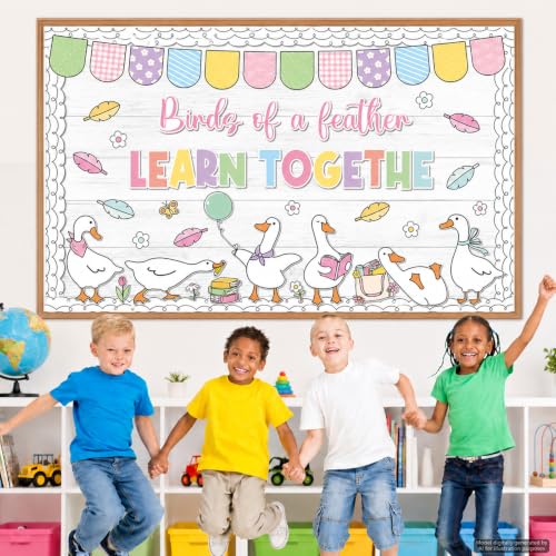 Silly Goose Bulletin Board Decoration Set Inspirational Back to School Classroom Decoration Cute Goose Blooming Floral Paper Cutouts for Home School Classroom Chalkboard Wall Door Party Supplies - style: Silly Goose