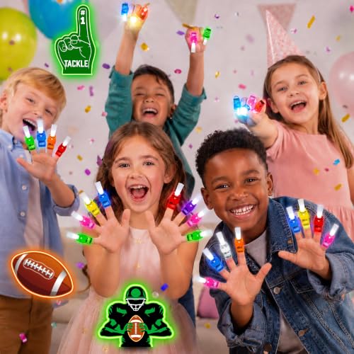 24 Pcs Football Party Favors LED Finger Lights Toys for Kids Ages 3-12 - style: Football