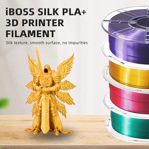 iBOSS PLA Plus (PLA+) 3D Printer Filament 1.75mm+/- 0.02mm,1kg (2.2lbs) Silk Shiny Filament 3D Printing Filament,Smooth Silky Surface,Shiny Gold PLA Pro 3D Filament,Fit Most FDM Printer (Slik Gold) - color: A_ Silk Gold