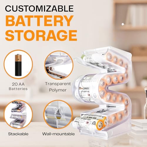Battery Ladder Case - Battery Organizer & Dispenser (AA, 2-Pack) - color: 2 - Pack, size: AA