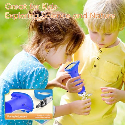 Microscope for Kids, SKYBASIC 2" IPS Screen 1000X Handheld Digital Microscopes HD Pocket Portable Mini USB Microscope Camera, PC Compatible, Science Edu Fun Birthday Gifts Toys for Children Students - color: Blue