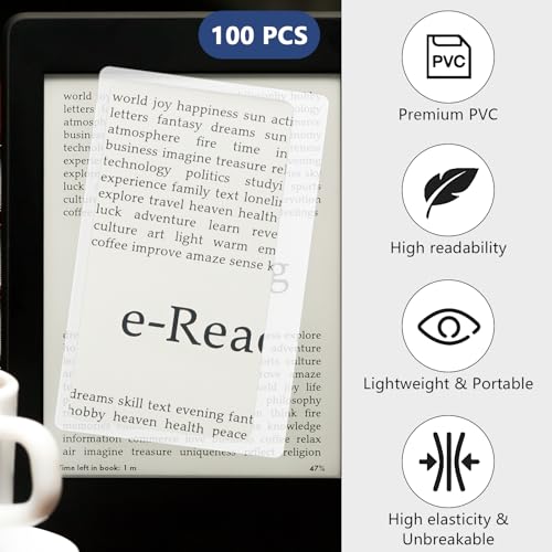 100 Pcs Magnifier for Reading, Credit Card Size Pocket Magnifier, Magnifying Cards for Wallet, Portable for Reading and Viewing Tablets (3.3 x 2.2 Inches)