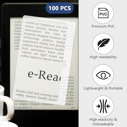 100 Pcs Magnifier for Reading, Credit Card Size Pocket Magnifier, Magnifying Cards for Wallet, Portable for Reading and Viewing Tablets (3.3 x 2.2 Inches)