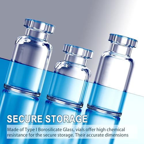Sterile Empty Vials with Self Healing Injection Port and Aluminum Plastic Cap,Sterile Package (10ml Clear 10PCS) - size: 10ml Clear 10PCS