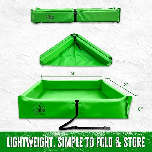 Thick PVC Oil Spill Containment Berm 3' x 3' x 6" Portable Folding - size: 3ft x 3ft x 6in
