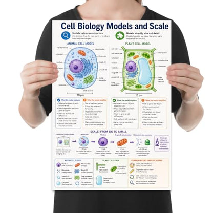 Cell Biology Models and Scale Poster - Science Classroom Reference - 13x19