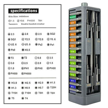 49 in 1 Electronics Precision Screwdriver Set, Professional Magnetic Repair Tool Kit with Stainless Steel Handle and 20 Bits for Computer, PC, iPhone, Laptop, Watch, Xbox, PS5, Ring Doorbell