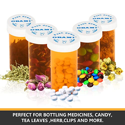 Plastic Medicine Pill Bottles with Child Resistant Caps - Push Down and Turn - Prescription Vial, Medicine Container, Pill Cases Dispenser Organizers (12pcs, 8 Dram) - size: 8 Dram