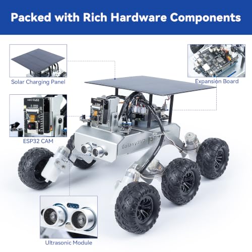 SunFounder GalaxyRVR Mars Rover STEM Kit for Arduino, Compatible with Uno R3, Rocker-Bogie Suspension,Scratch,C,Camera, FPV, for Students, Educators, Engineers