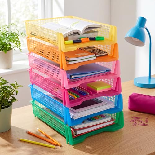 Geetery Turn in Trays Classroom, Clear Mixed Color, Set of 12 - color: Clear Mixed Color