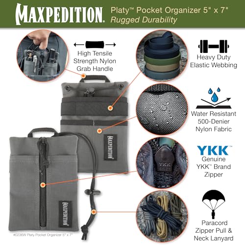 Maxpedition Platy Pocket Organizer, EDC Tool Pouch, Neck Wallet - color: Wolf Gray, size: 5" x 7"