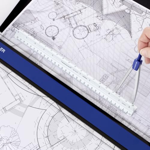 STAEDTLER 12in Engineer Scale Ruler - Triangular Engineering Ruler with 6 Scales(10-60 Parts/Inch), Color-Coded Grooves, Plastic