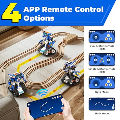 Apitor Robot J with Storage Box, Creative Robot Building Kit, 6-in-1 Programmable Robot/Tank STEM Learning Toy, Educational Coding Gifts for 7-12 Years Old Kids - style: Robot J(Storage)