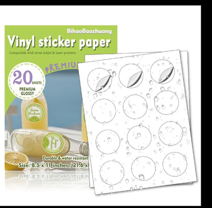 BihaoBaozhuang-Waterproof paper-240 White Round Waterproof Labels, with a Diameter of 2" 5.08cm. These Round Labels are Suitable for Printing with Both Inkjet and Laser Printers
