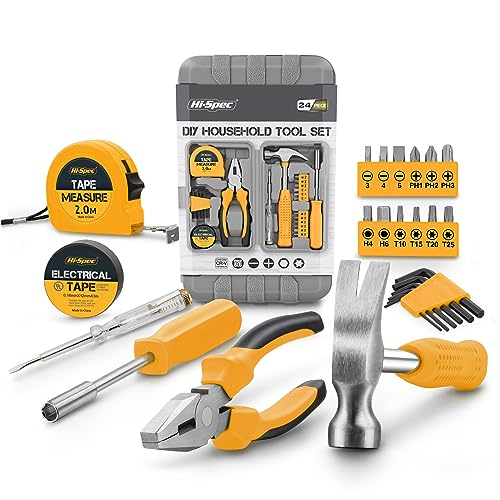 Hi-Spec Small Tool Kit Compact Set for Home and Office DIY, Yellow - color: Pale Yellow