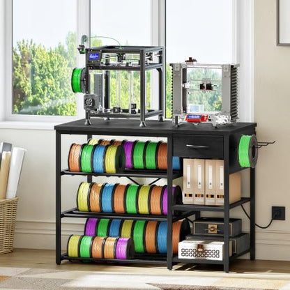 CHOEZON 4-Tier 3D Printer Stand with Filament Storage Drawer - color: Black