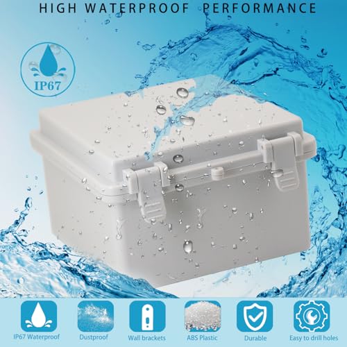 Waterproof Electrical Box Dustproof Junction Box Weatherproof IP67 ABS Plastic Enclosure Switch Router Project Box with Mounting Plate with Wall Bracket 2 Cable Glands Grey 5.9"x5.9"x3.5" - color: Grey, size: 5.9" x 5.9" x 3.5" 1pc