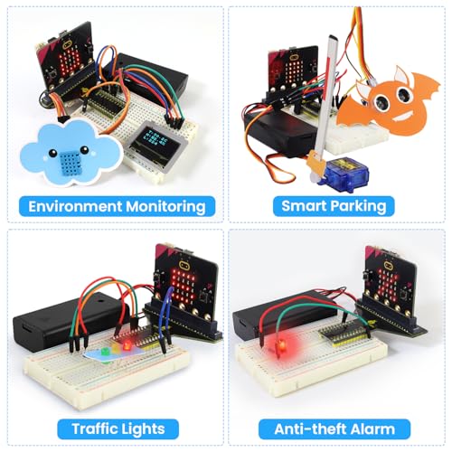 KEYESTUDIO Micro:bit Basic Starter Kit for Teens & Beginners - Electronics Learning Kit with Sensors, LEDs & Tutorials | STEM Education Projects for Coding(Micro:bit Included)