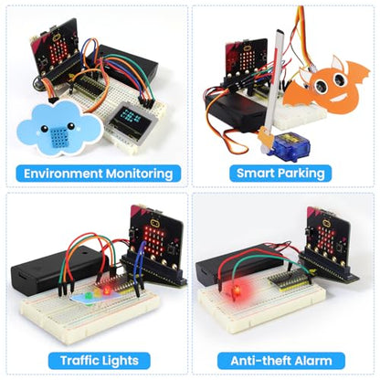 KEYESTUDIO Micro:bit Basic Starter Kit for Teens & Beginners - Electronics Learning Kit with Sensors, LEDs & Tutorials | STEM Education Projects for Coding(Micro:bit Included)