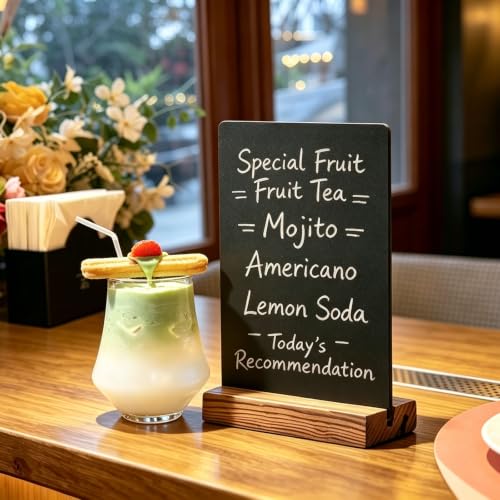 Desktop Chalkboard Sign Double-Sided Chalkboard with Wooden Base (3 Pack 7.9x5.1) - size: 7.9x5.1 inches