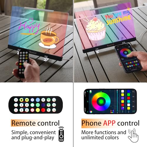 LED Acrylic Led Note Board with Unlimited Colors,Amazing Dreamy Rainbow Light,Voice-Sensing Smart System,App & Remote Control,Glowing Desktop Drawing Note Board,Extra-Thick 0.16X12X8.5 in