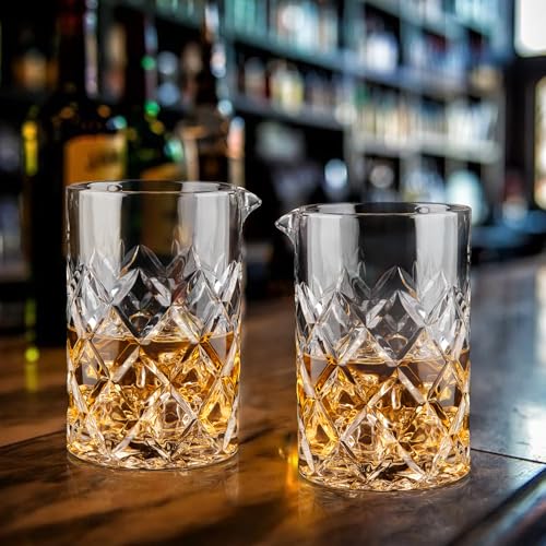 Cocktail Mixing Glass, 18.5oz Crystal Mixing Glass, Thick Bottom Bar Stiring Glasses, Bartender Mixing Jug for Manhattan, Martini, Whiskey - color: Transparent, size: 18.5 Ounces