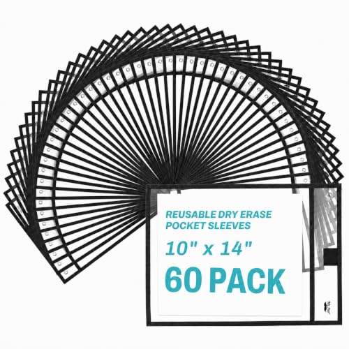 Mr. Pen- Reusable Dry Erase Pockets Bulk, 60 Pack, Black - color: Black, size: 60 Pack