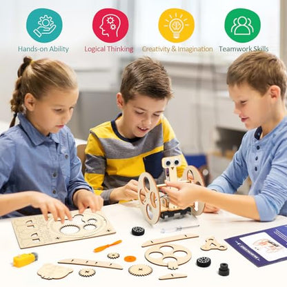 ADUSRIZ 6 in 1 STEM Kits for Kids, Wood Craft Kit for Boys Age 8-12, Science 3D Puzzles Projects, Wooden Building Kids Activity Packs Toys Gifts for 5 6 7 8 9 10 11 12 Year Old Boys Craft Kits - style: SCIENCE-1