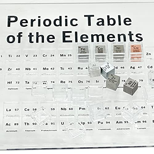 18 Pieces Element Cube Set Density Cubes Pure Metal with Acrylic Plexiglass Tray, Element Cube Set for Periodic Table of Elements Collection, Pure Tungsten Block, Iron, Aluminum, 15 More
