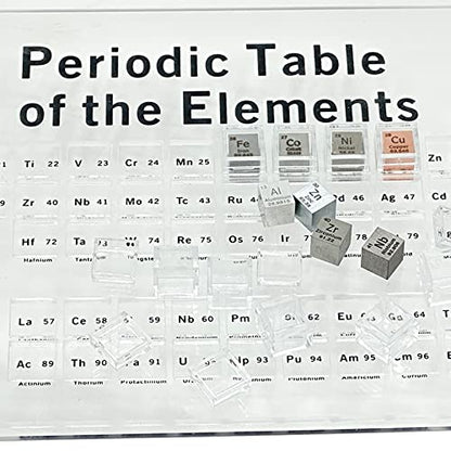 18 Pieces Element Cube Set Density Cubes Pure Metal with Acrylic Plexiglass Tray, Element Cube Set for Periodic Table of Elements Collection, Pure Tungsten Block, Iron, Aluminum, 15 More