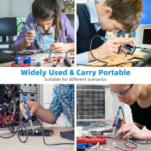 Soldering Iron Kit, 80W 110V LCD Digital Solder Iron Pen with Ceramic Heater, Portable Welding Tools with 5pcs Tips, Stand, Solders Wire, Sponge, Paste, for Metal,Electric Repairs, DIY