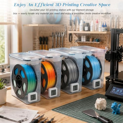 4PCS 3D Filament Storage Box Kit with Temperature & Humidity Monitor