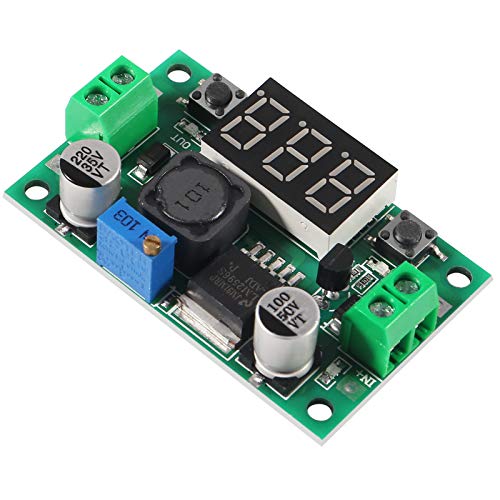 AITRIP 2pcs LM2596 Adjustable DC-DC Step Down Buck Power Convert Module 4.0-40V Input to 1.25-37V Output with LED Voltmeter Display - color: 2 PCS