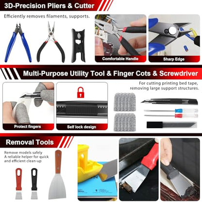 295 PCS 3D Printing Tool Kit, 3D Printing Accessories with Nozzle Cleaning Kit,Deburring Tool,Screwdriver Set,Digital Caliper,Smoothing Tools,3D Printer Tools for Model Removing Finishing 3D Print - color: 295PCS